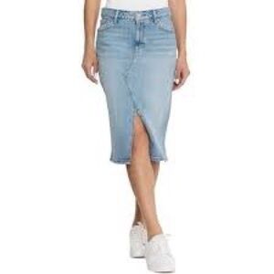 Lucky Brand Women denim Light Blue Midi Skirt, 99% Cotton, Size 6/28